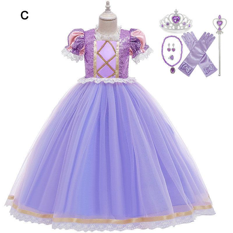 子供服 ラプンツェル 風 ドレス 子ども コスチューム ハロウィン クリスマス 塔の上のラプンツェル 風 Tangled プリンセス ワンピース |  | 07