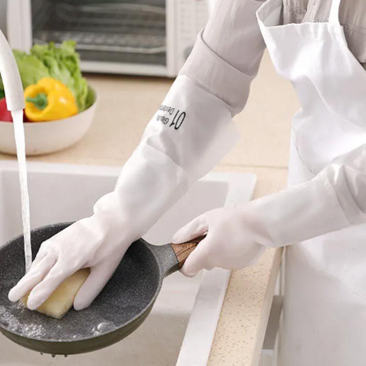 ゴム手袋 ロングタイプ 手袋 食器洗い用手袋 裏起毛 手袋 家事用 グローブ 防寒 防水 厚手 手が荒れない 2双セット キッチン 台所用 | ブランド登録なし | 04