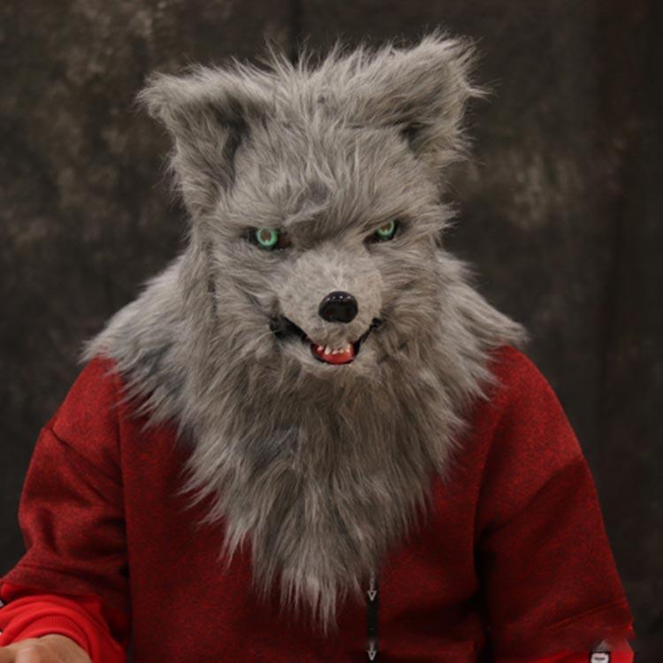 口が動く ふわふわファー付き 動物マスク なりきりマスク 被り物 キツネ アニマルマスク 毛並質感 オオカミ 犬 お面 仮装 変装 ハロウィン パーテ | ブランド登録なし | 04