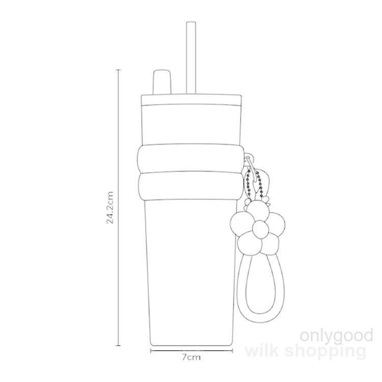 ストロー付きタンブラー セラミック 蓋付き 水筒 持ち運び 710ml 大容量 水筒 花柄 ストローマグ コーヒーカップ 保冷 保温 ステンレスボトル | ブランド登録なし | 17