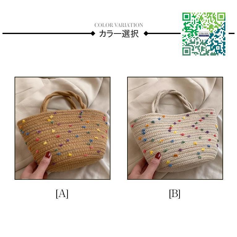 かごバッグ レディース トートバッグ 麦わらバッグ ピクニック 海 ビーチ 夏バッグ 麦わらバッグ 軽量 かわいい 草編みバッグ　オシャレ 手提げ |  | 02