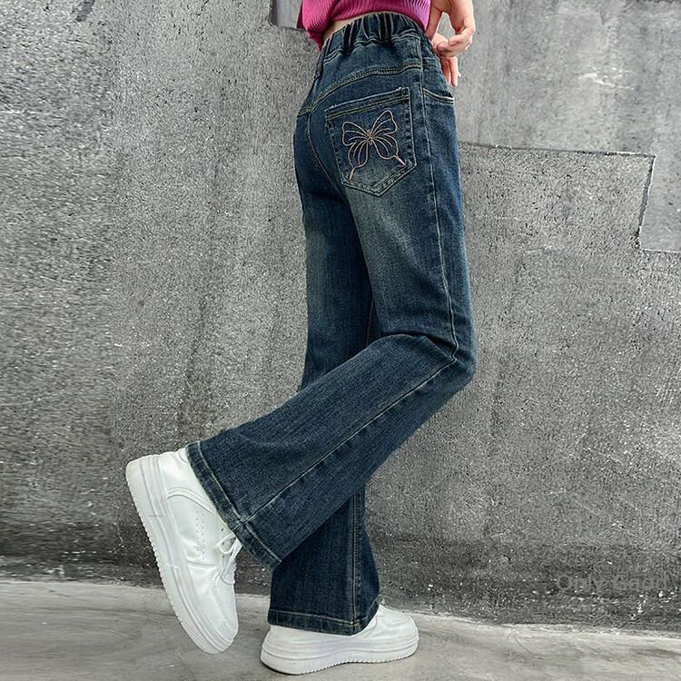 フレアパンツ 女の子 韓国子供服 韓国ファッション キッズ スリム デニムパンツ ジーンズ ワイドパンツ ブルー ブーツカット 女児 ウエストゴム | ブランド登録なし | 04