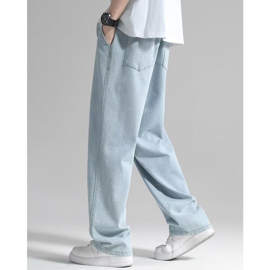 2点目割引 デニム メンズ ワイドデニムパンツ デニムパンツ 薄手 ストレート 長ズボン ジーンズ パンツ ズボン 伸縮 ストレッチパンツ | ブランド登録なし | 03