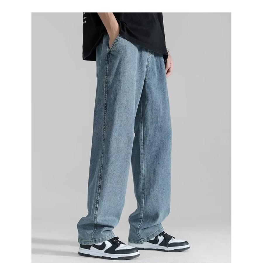 2点目割引 デニム メンズ ワイドデニムパンツ デニムパンツ 薄手 ストレート 長ズボン ジーンズ パンツ ズボン 伸縮 ストレッチパンツ | ブランド登録なし | 08