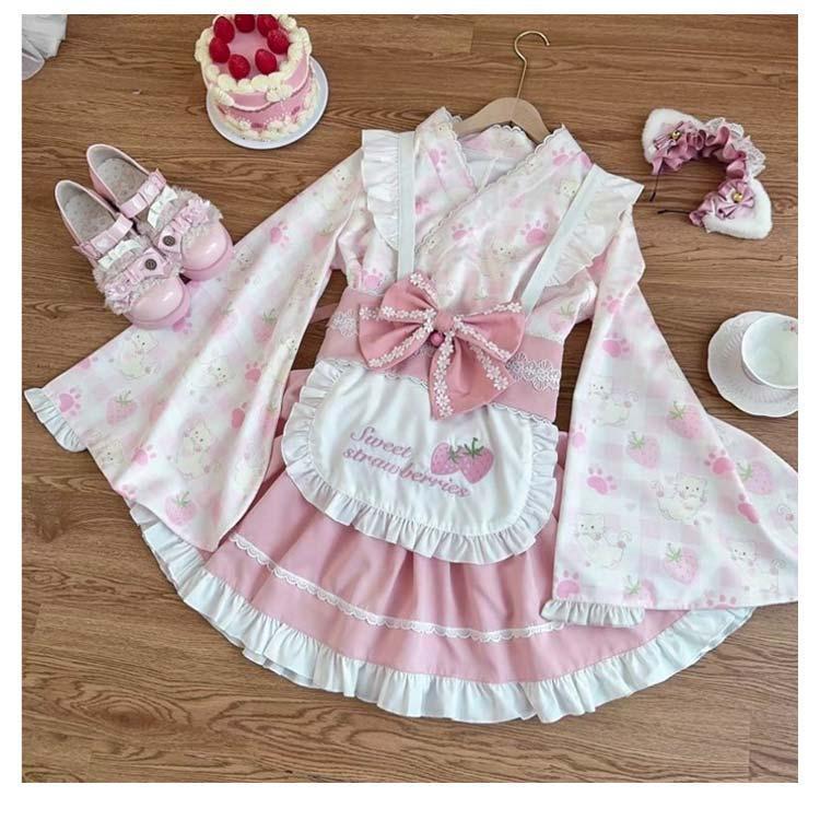 Lolita系 浴衣 ロリータ ドレス 5点セット ワンピース 和風 着物 和服 羽織り ミニスカート メイド服 浴衣 かわいい 花火大会 夏祭り 仮 | ブランド登録なし | 11