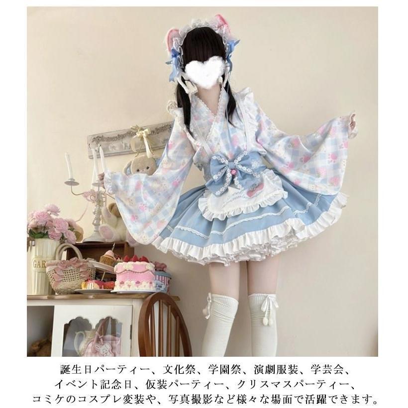 Lolita系 浴衣 ロリータ ドレス 5点セット ワンピース 和風 着物 和服 羽織り ミニスカート メイド服 浴衣 かわいい 花火大会 夏祭り 仮 | ブランド登録なし | 12
