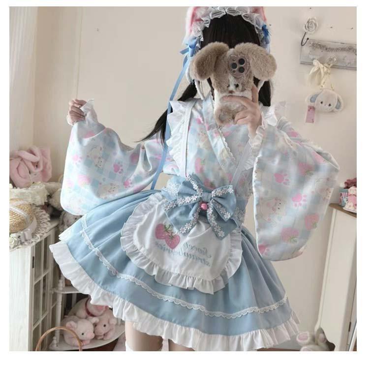 Lolita系 浴衣 ロリータ ドレス 5点セット ワンピース 和風 着物 和服 羽織り ミニスカート メイド服 浴衣 かわいい 花火大会 夏祭り 仮 | ブランド登録なし | 13