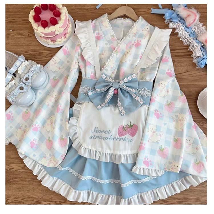 Lolita系 浴衣 ロリータ ドレス 5点セット ワンピース 和風 着物 和服 羽織り ミニスカート メイド服 浴衣 かわいい 花火大会 夏祭り 仮 | ブランド登録なし | 15