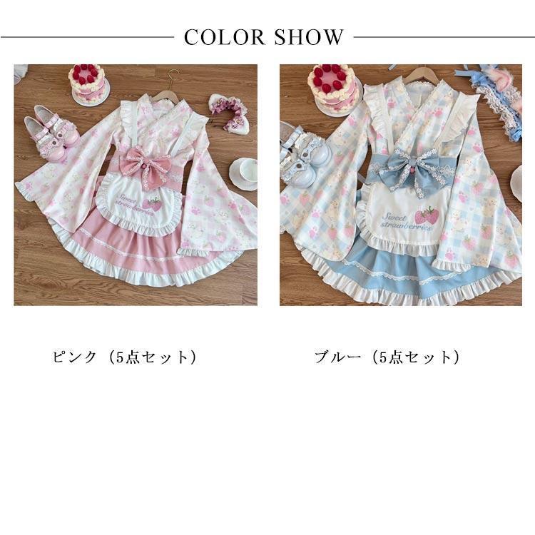 Lolita系 浴衣 ロリータ ドレス 5点セット ワンピース 和風 着物 和服 羽織り ミニスカート メイド服 浴衣 かわいい 花火大会 夏祭り 仮 | ブランド登録なし | 06