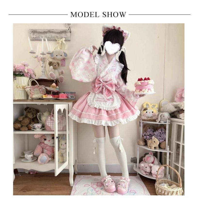 Lolita系 浴衣 ロリータ ドレス 5点セット ワンピース 和風 着物 和服 羽織り ミニスカート メイド服 浴衣 かわいい 花火大会 夏祭り 仮 | ブランド登録なし | 07