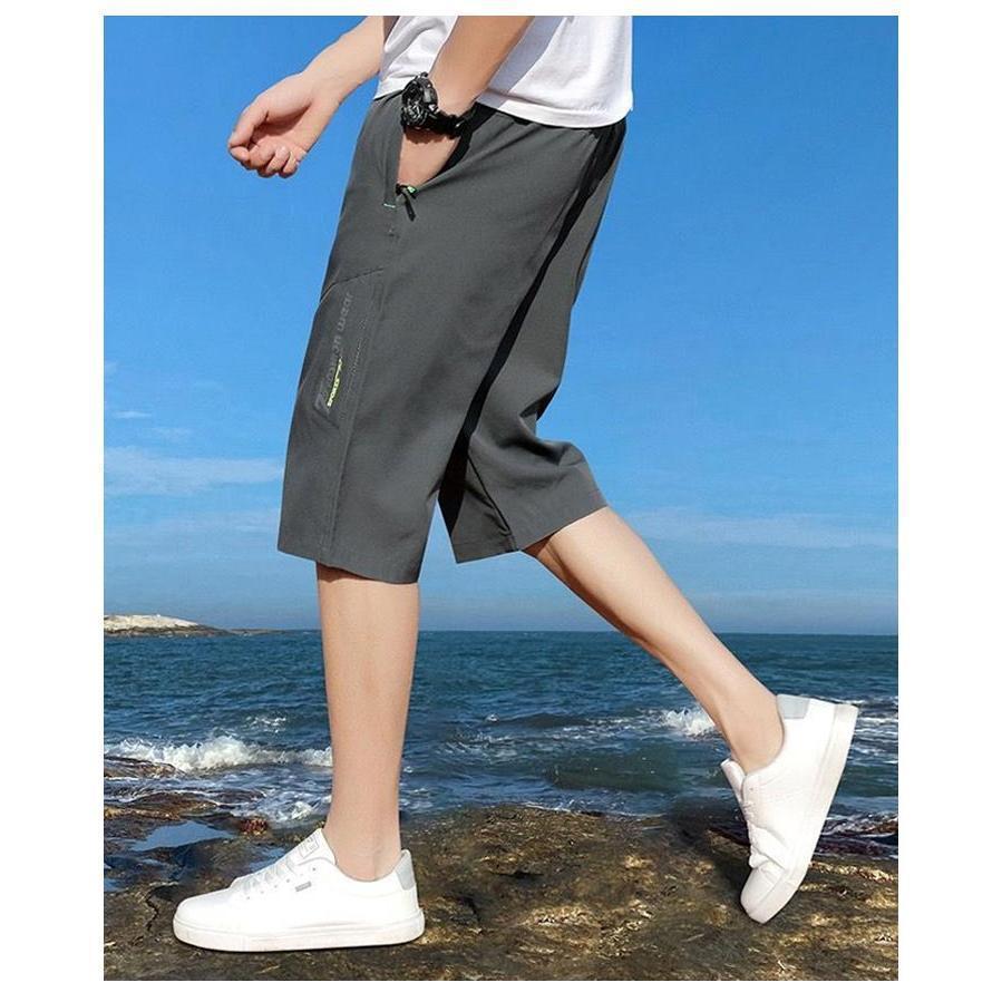 カジュアル 7分丈 ハーフパンツ ひざ下 パンツ プリント 七分丈 クロップドパンツ ルームウェア 2枚セット ジップポケット ハーフ 夏用 クロッ | ブランド登録なし | 16