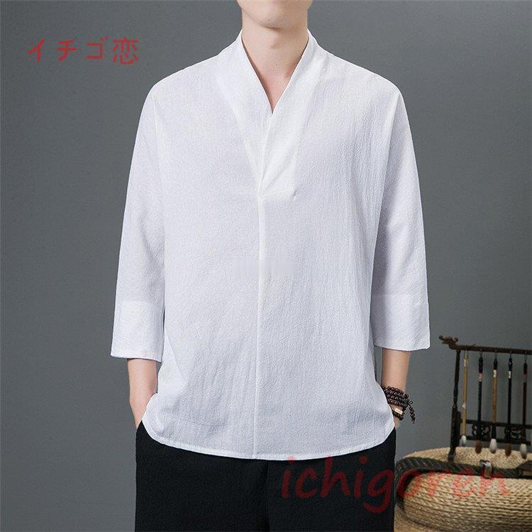 ｔシャツ メンズ 七分袖 半袖Tシャツ ティシャツ 綿麻Tシャツ リネンTシャツ Vネーク 夏 春秋 無地 大きいサイズ | ブランド登録なし | 03