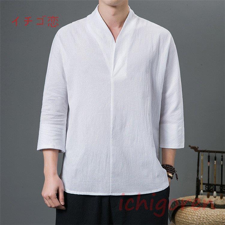 ｔシャツ メンズ 七分袖 半袖Tシャツ ティシャツ 綿麻Tシャツ リネンTシャツ Vネーク 夏 春秋 無地 大きいサイズ | ブランド登録なし | 04