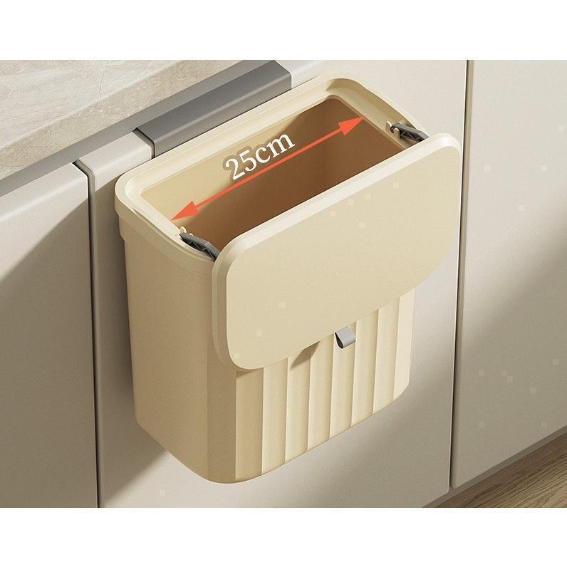 ゴミ箱 ダストボックス 壁掛け 吊り下げ フタ付き 蓋付き スライド式 角型 フック付き キッチン 台所 洗面所 省スペース シンプル おしゃれ | ブランド登録なし | 10