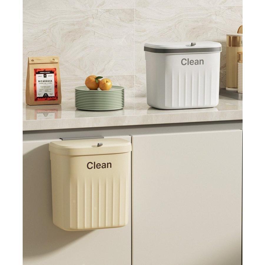 ゴミ箱 ダストボックス 壁掛け 吊り下げ フタ付き 蓋付き スライド式 角型 フック付き キッチン 台所 洗面所 省スペース シンプル おしゃれ | ブランド登録なし | 02
