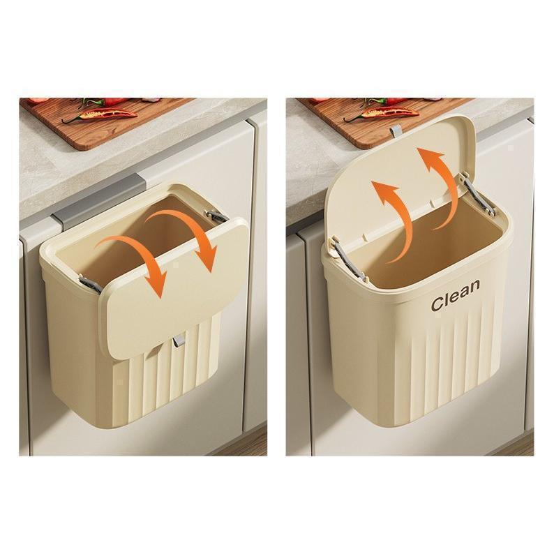 ゴミ箱 ダストボックス 壁掛け 吊り下げ フタ付き 蓋付き スライド式 角型 フック付き キッチン 台所 洗面所 省スペース シンプル おしゃれ | ブランド登録なし | 06