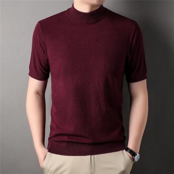モックネック ニットセーター メンズ半袖 サマーニット サマーセーター tシャツ ニットソー ハイネック ゴルフウェア 半袖ニット 無地 ニット | ブランド登録なし | 03