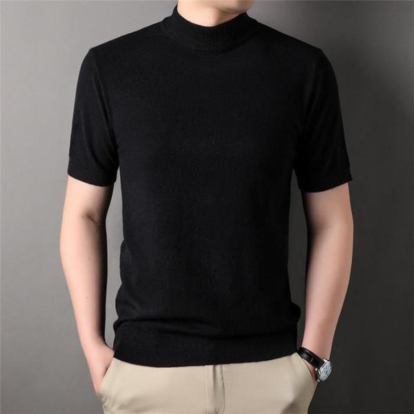 モックネック ニットセーター メンズ半袖 サマーニット サマーセーター tシャツ ニットソー ハイネック ゴルフウェア 半袖ニット 無地 ニット | ブランド登録なし | 05