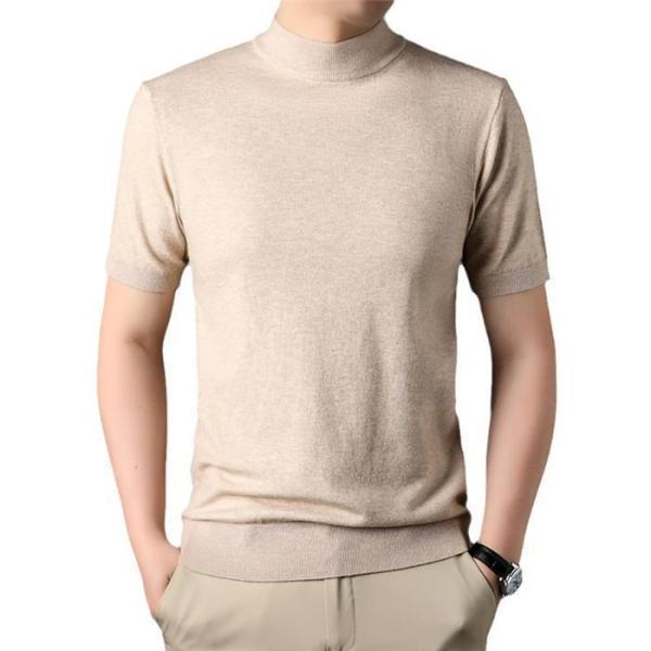 モックネック ニットセーター メンズ半袖 サマーニット サマーセーター tシャツ ニットソー ハイネック ゴルフウェア 半袖ニット 無地 ニット | ブランド登録なし | 09