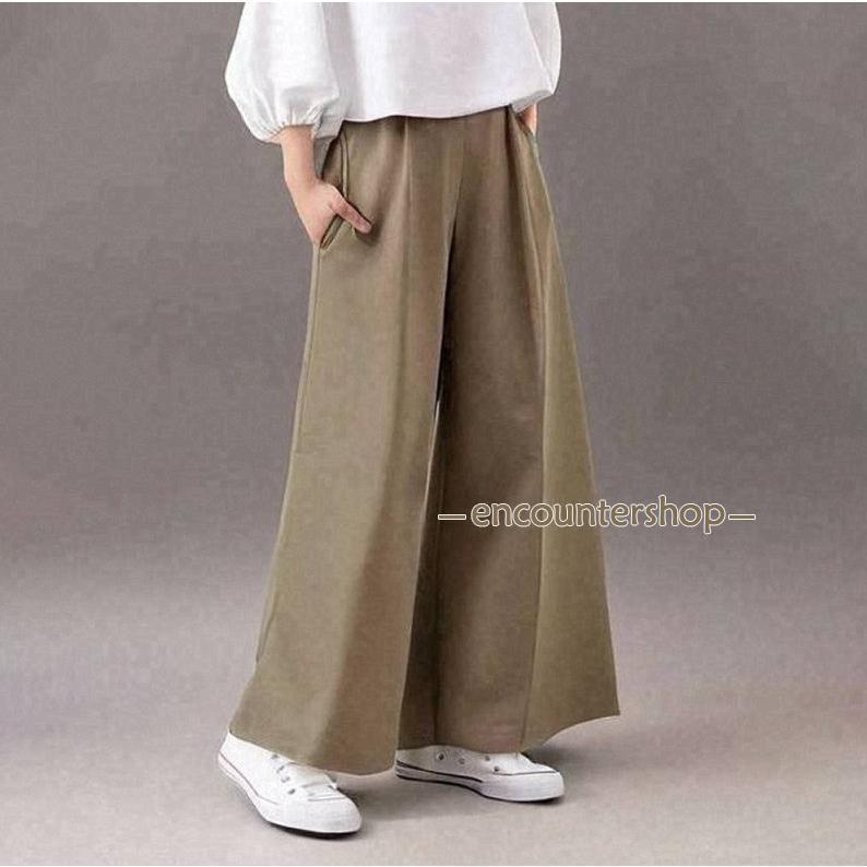 セットアップ レディース 夏 秋服 ス ブラウス ショート丈 プルオーバー 丸首 七分袖 八分 ボトムズ ワイドパンツ ポケット付き ウエストゴム | ブランド登録なし | 04