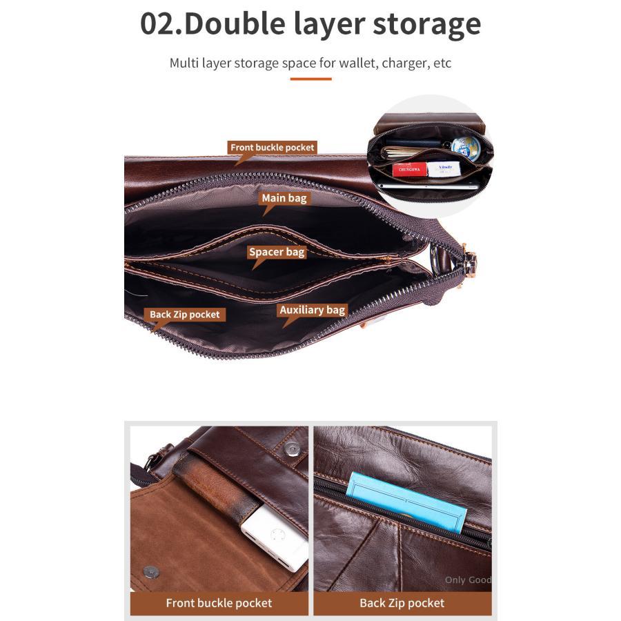 バッグ メンズ 本革 ショルダーバッグ ミニショルダー 防水 メンズギフト レトロ風 父の日 斜め掛けバッグ メンズギフト かばん | ブランド登録なし | 14