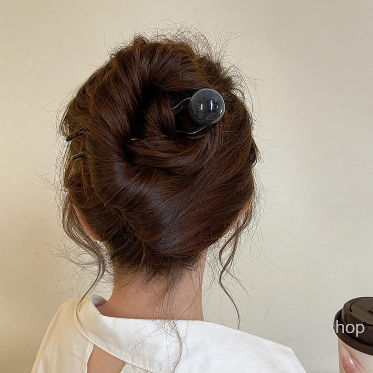 かんざし 簪 ヘアピン ヘアコーム レディース ヘアアクセサリー 髪飾り U字型 丸モチーフ べっ甲風 無地 ヘアアレンジ まとめ髪 挿すだけ 簡単 | ブランド登録なし | 03