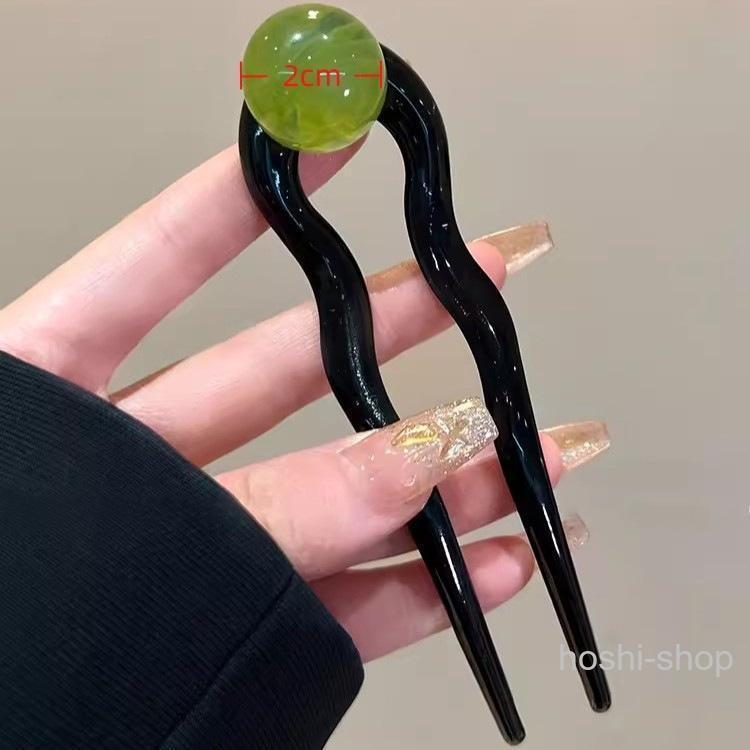 かんざし 簪 ヘアピン ヘアコーム レディース ヘアアクセサリー 髪飾り U字型 丸モチーフ べっ甲風 無地 ヘアアレンジ まとめ髪 挿すだけ 簡単 | ブランド登録なし | 08