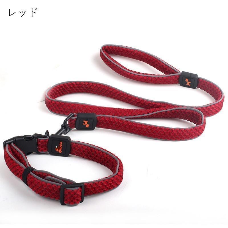 首輪 リード 散歩紐 2点セット 小型犬 大型犬 ペットグッズ ペット用品 プラバックル 反射材 ソフト やわらか 総柄 ウェーブ ブラック オレンジ | ブランド登録なし | 11