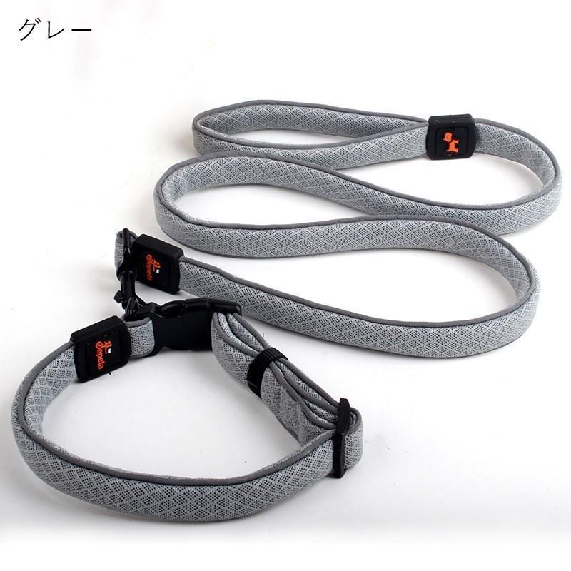 首輪 リード 散歩紐 2点セット 小型犬 大型犬 ペットグッズ ペット用品 プラバックル 反射材 ソフト やわらか 総柄 ウェーブ ブラック オレンジ | ブランド登録なし | 14