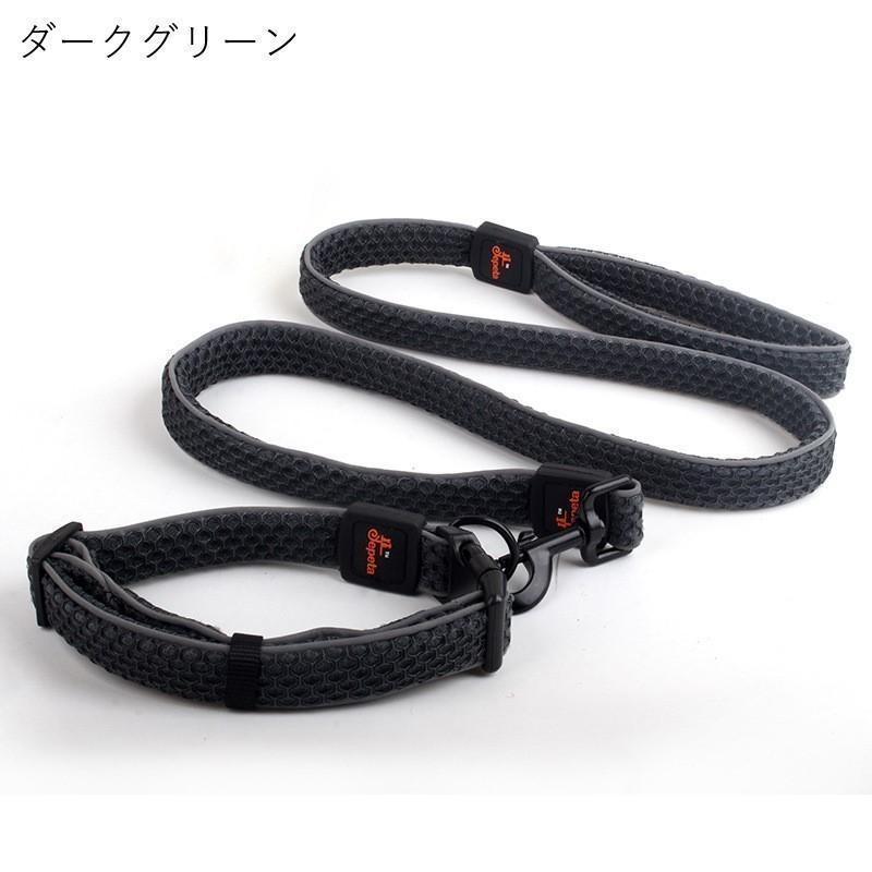 首輪 リード 散歩紐 2点セット 小型犬 大型犬 ペットグッズ ペット用品 プラバックル 反射材 ソフト やわらか 総柄 ウェーブ ブラック オレンジ | ブランド登録なし | 15