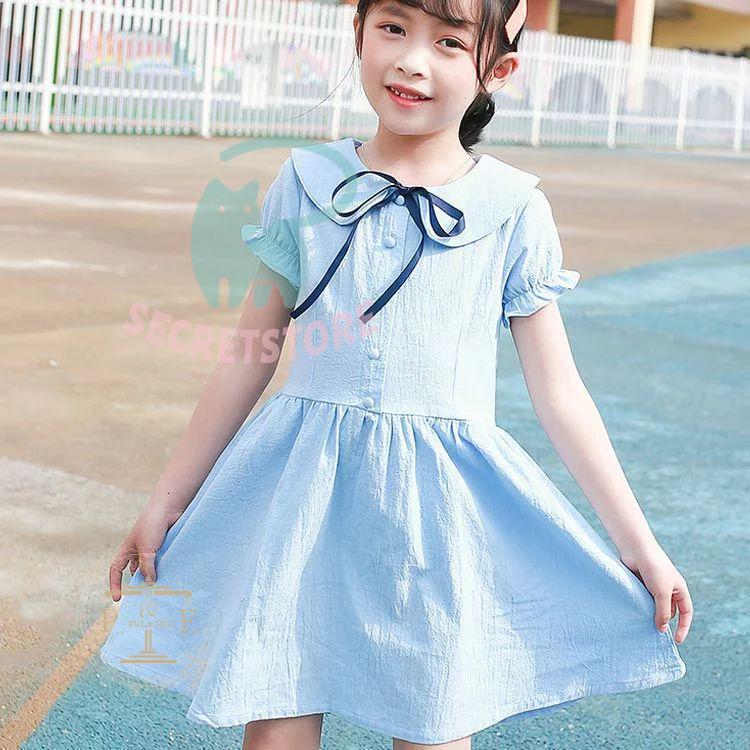 ワンピース 子供服 女の子 フォーマル 半袖 夏 リボン付き 丸衿ワンピース キッズ ジュニア 可愛い ロング丈 膝上 膝丈 セーラー襟ワンピース | ブランド登録なし | 02