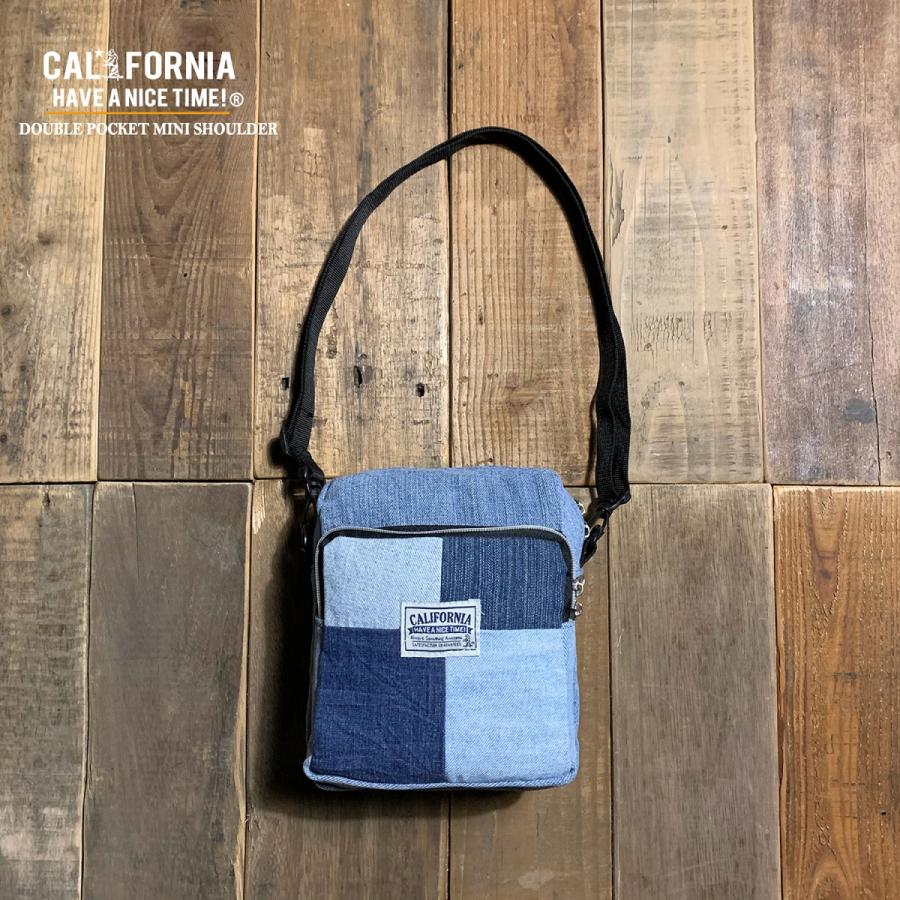 《CALIFORNIA HAVE A NICE TIME !》カリフォルニアハブアナイスタイム DOUBLE POCKET MINI SHOULDER (AHB-033) デニム  ショルダーバッグ メンズ  ブランド | CALIFORNIA HAVE A NICE TIME !