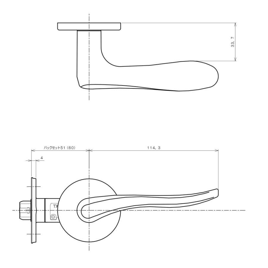 長沢製作所 レバーハンドル ＧＭレバー ＴＸＳ−１Ｋ０１ 丸座 空錠 ＷＢ バックセット５１ｍｍ｜activekusakabe｜03