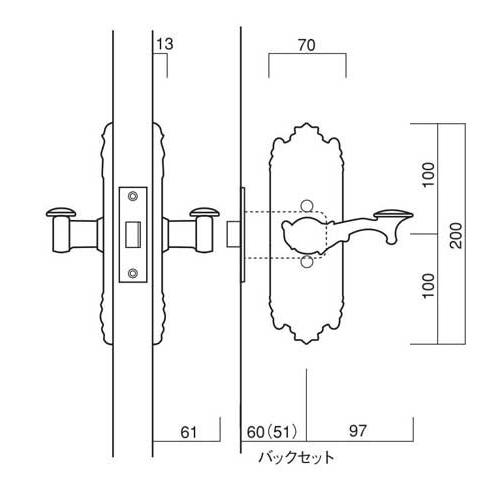 長沢製作所　古代　装飾空錠　標準扉厚３０〜４５mm　２１０５２ＧＢ　セントリー３号