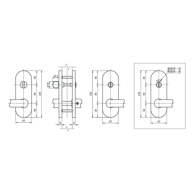 送料無料 美和ロック ＭＩＷＡ レバーハンドル ＺＬＴ９０１１１−８ 表示錠 アルミ合金製 アルミシルバー（ＳＶ） 室内用 小判座 チューブラ錠｜activekusakabe｜03