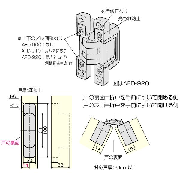 アトムリビンテック ATOM 折戸用丁番 AFD−900 間仕切用折戸