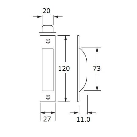 Ｕ．Ｋ　ステンレス製　チリ出し戸引手　１２０ｍｍ　ステンカラー　　取付ビス付｜activekusakabe｜02