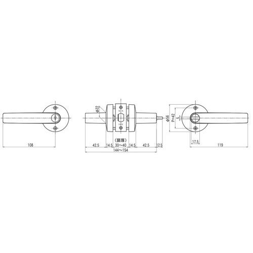 日中製作所 ＨＩＮＡＫＡ レバーハンドル ＧＩＡレバー ３２Ａ−Ｏ−ＡＧ 空錠 アンチックゴールド バックセット５０ｍｍ・６０ｍｍ｜activekusakabe｜02