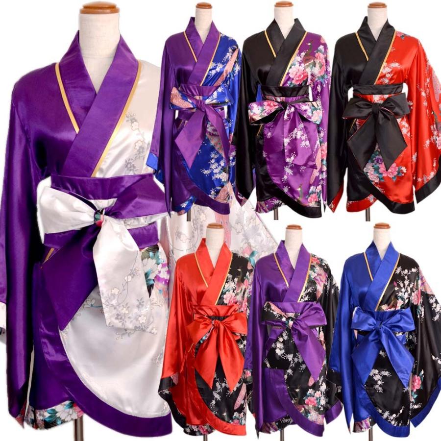 ツートンカラー孔雀和柄着物ドレス 和柄 衣装 ダンス よさこい 花魁 コスプレ キャバドレス その他のコスプレ衣装 カラー パープルブラック02 21 02 25の間に発送予定