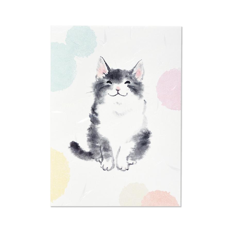 G.C.PRESS カード 和風多目的 墨絵 ねこ 007-11｜バースデーカード