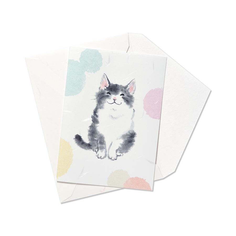 G.C.PRESS カード 和風多目的 墨絵 ねこ 007-11｜バースデーカード