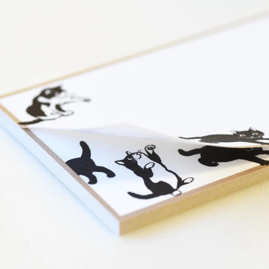 G.C.PRESS　付箋　猫と遊ぶ　021-05｜文房具 和風 ねこ 墨絵 猫 白黒 シンプル 大人 |  | 03