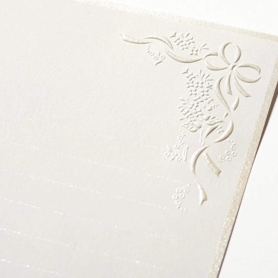 G.C.PRESS　メッセージレターセット　アンリュバンドゥー　ヨコ罫　031-17｜文房具 結婚 母の日 白 パール ウエディング リボン |  | 05