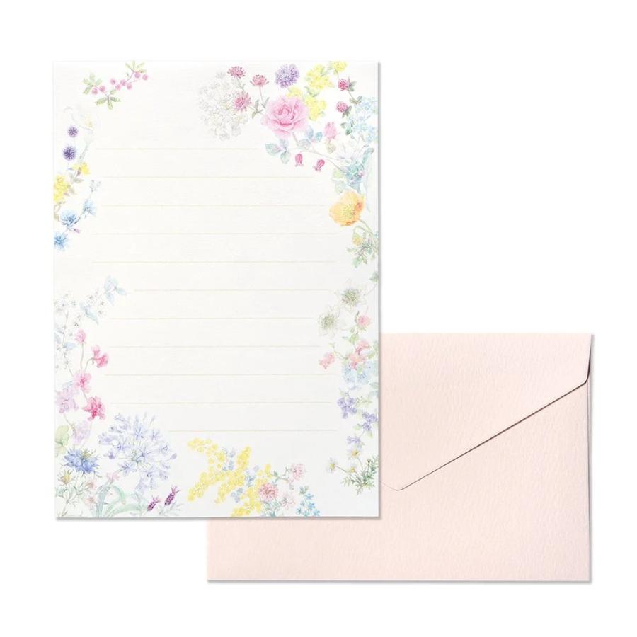 G.C.PRESS　ミニレターセット　ジョリィ　ジャルダン　031-50｜文房具 花柄 水彩画 庭 庭の花 洋風 新緑 | 