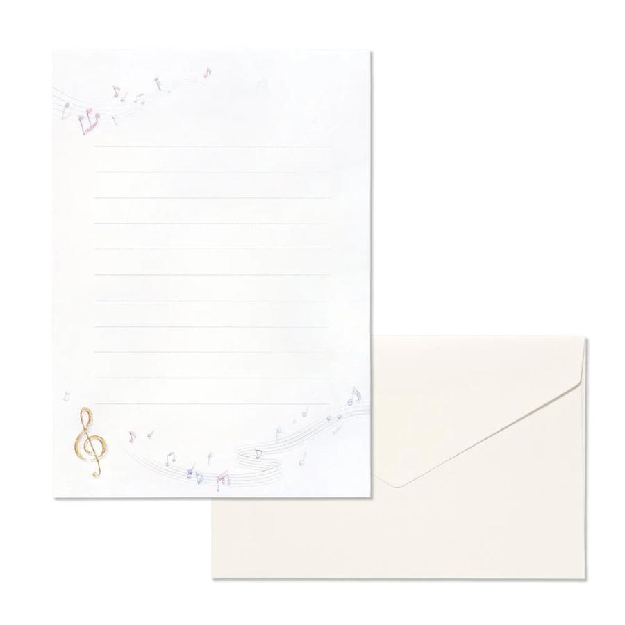 G.C.PRESS　ミニレターセット　アンダンティーノ　音符　031-51｜文房具 音符柄 音楽 音符 おんぷ ト音記号 招待状 発表会 | 