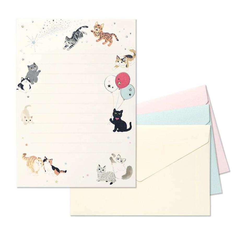 G.C.PRESS　ミニレターセット　マイ　キャット　031-52｜文房具 ねこ ネコ ペット 流星 カラフル ペールカラー | 