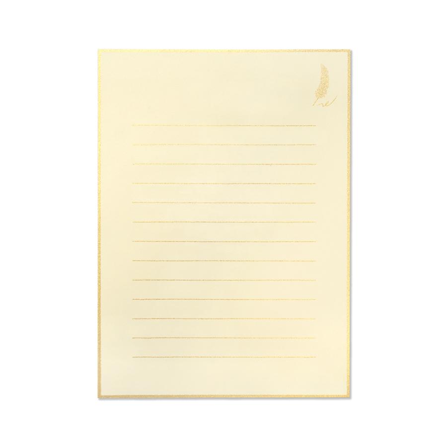 G.C.PRESS　ミニレターセット　マイレターペーパー　ゴールド　031-54｜文房具 ゴールド カジュアル プレゼント シンプル 羽根 フェザー |  | 01