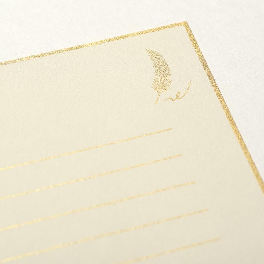 G.C.PRESS　ミニレターセット　マイレターペーパー　ゴールド　031-54｜文房具 ゴールド カジュアル プレゼント シンプル 羽根 フェザー |  | 04