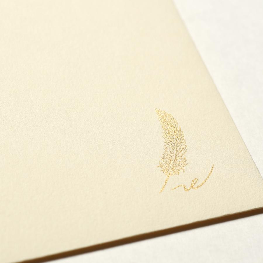 G.C.PRESS　ミニレターセット　マイレターペーパー　ゴールド　031-54｜文房具 ゴールド カジュアル プレゼント シンプル 羽根 フェザー |  | 07