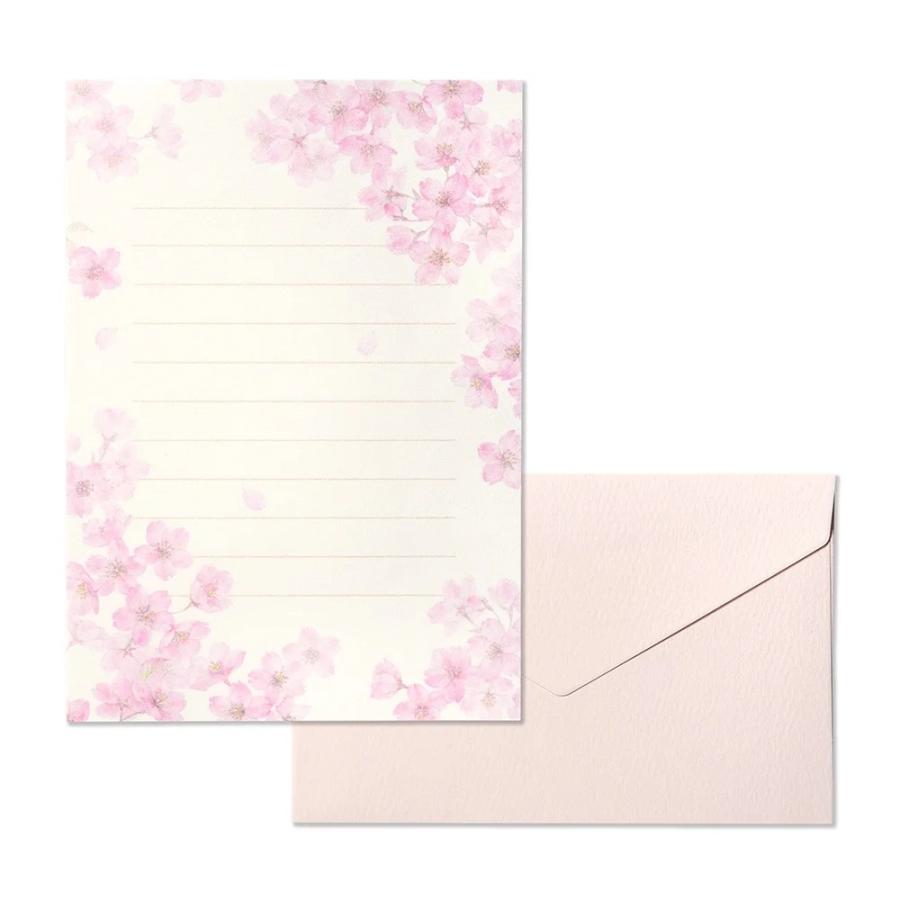 G.C.PRESS　ミニレターセット　チェリーブロッサム　イン　ザ　モーニング　サン　032-11｜文房具 桜柄 サクラ ピンク 和風 花柄 | 